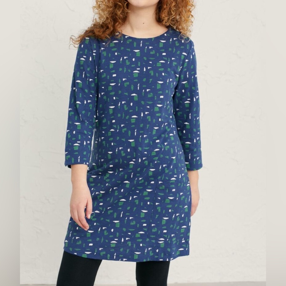 Seasalt Cornwall Women’s Organic Cotton Tunic Dress NWT Blue Size 6 Sustainable